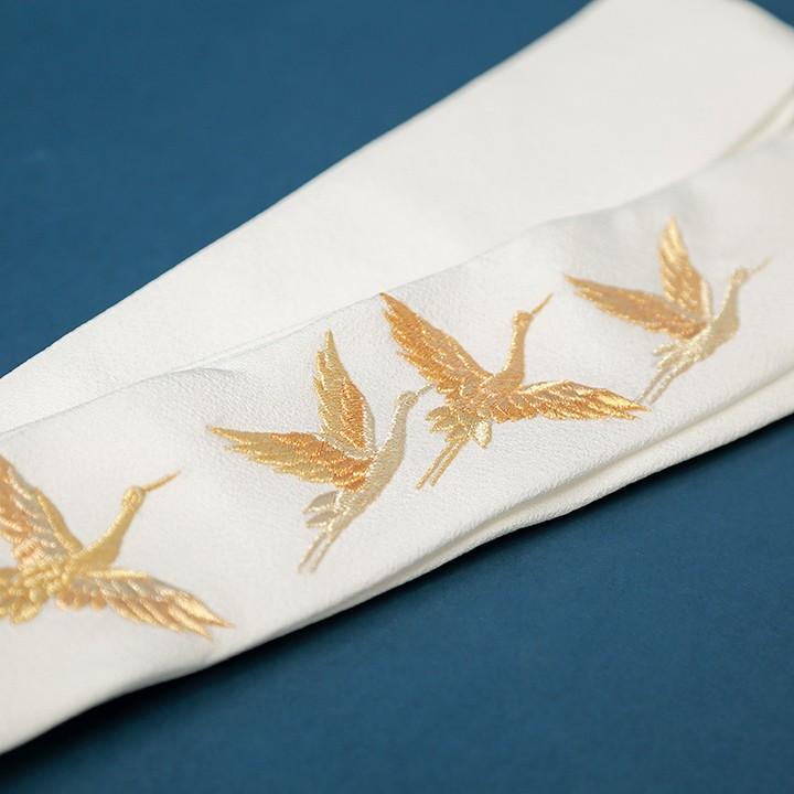 レンタル】【送料無料】K_025 白に金鶴 振袖 花嫁小物/懐剣セット6点