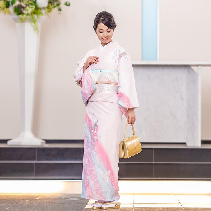 レンタル 夏用 絽 訪問着 フルセット 高級 ROHO-062 ピンク 蝶 結婚式 列席 夏お宮参り 式典着物レンタル 夏お茶会着物 6月 7 ...