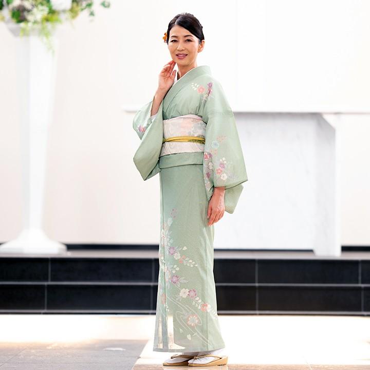 レンタル 夏用 絽 訪問着 フルセット 高級 ROHO-065 若竹色 桜 結婚式