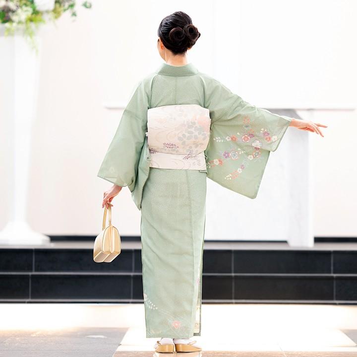 レンタル 夏用 絽 訪問着 フルセット 高級 ROHO-065 若竹色 桜 結婚式