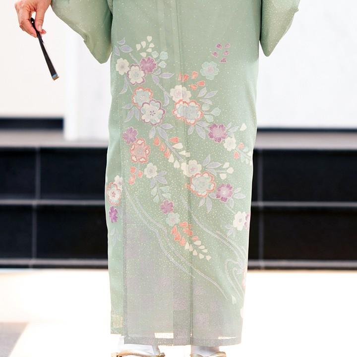 レンタル 夏用 絽 訪問着 フルセット 高級 ROHO-065 若竹色 桜