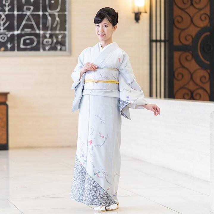 レンタル 夏用 絽 訪問着 フルセット 高級 ROHO-067 グレー 結婚式