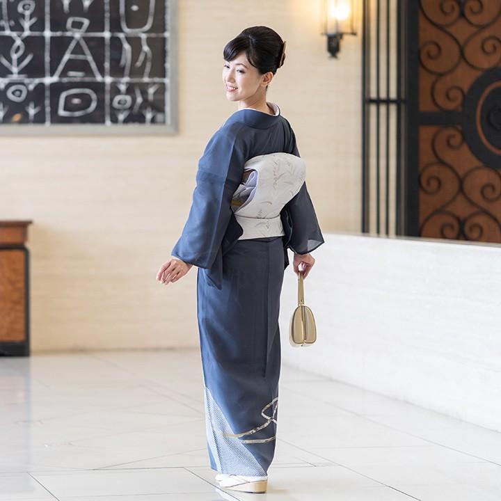 レンタル 夏用 絽 訪問着 フルセット 高級 ROHO-069 青墨 結婚式
