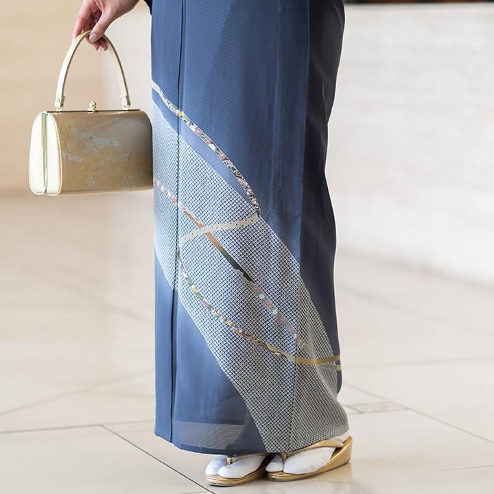 レンタル 夏用 絽 訪問着 フルセット 高級 ROHO-069 青墨 結婚式 列席