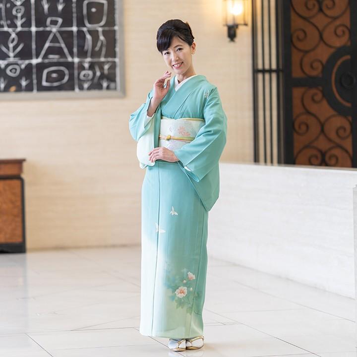 レンタル 夏用 絽 訪問着 フルセット 高級 ROHO-071 新橋色 蝶 結婚式