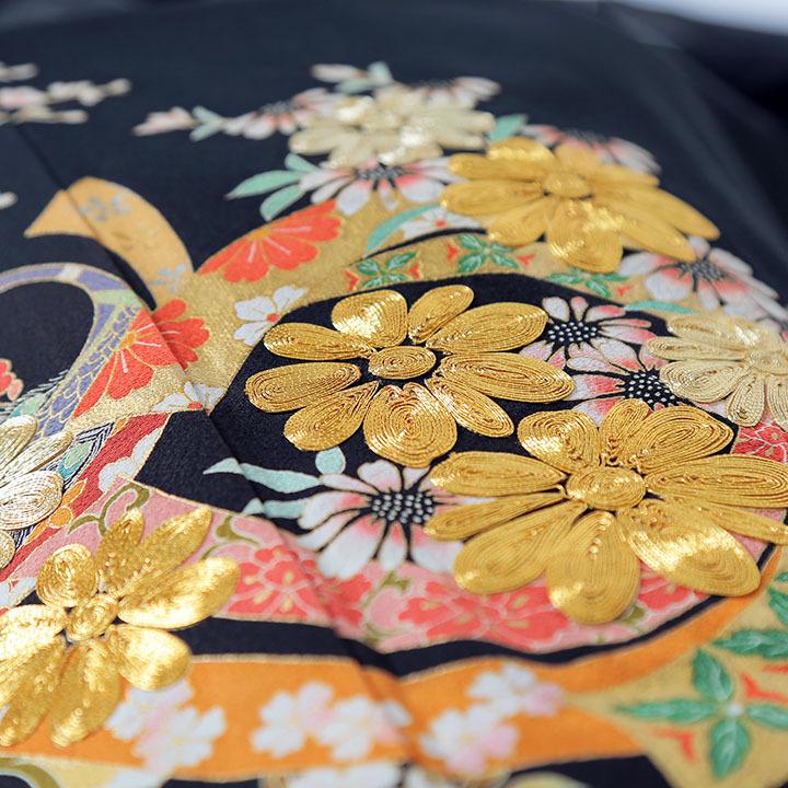 レンタル留袖 フルセット 高級正絹 留袖 レンタル 孔雀 金駒刺繍 TS