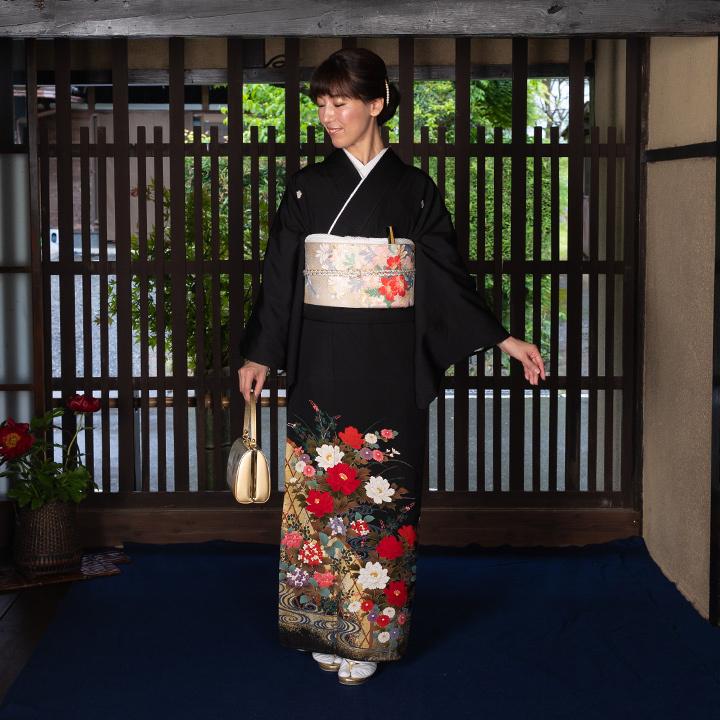 レンタル留袖 フルセット 高級正絹 留袖 レンタル 牡丹・紫陽花 TS