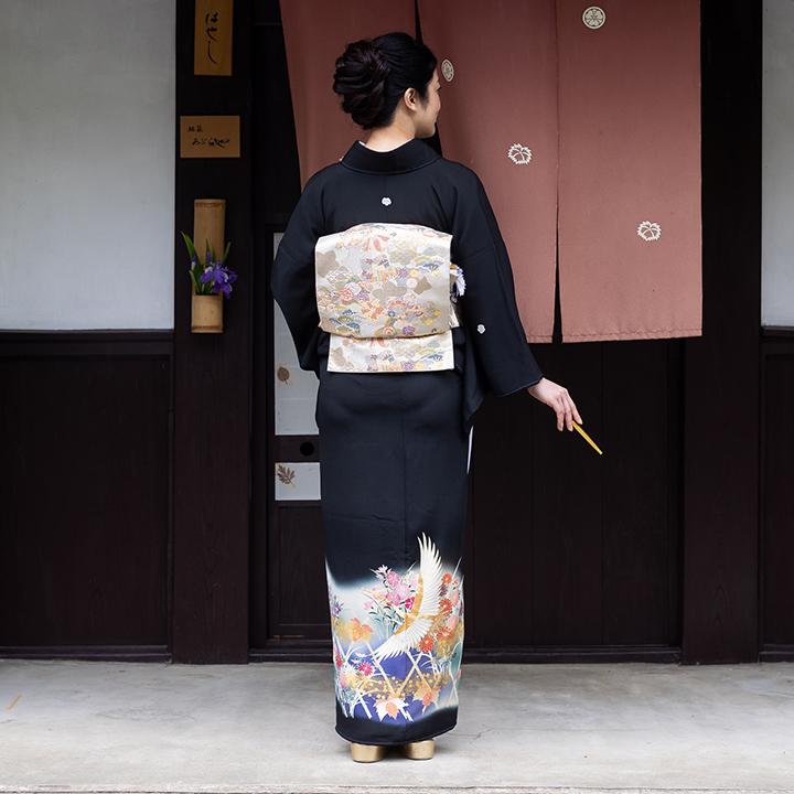 レンタル留袖 フルセット 高級正絹 留袖 レンタル 鶴 TS-MA535L 幅広