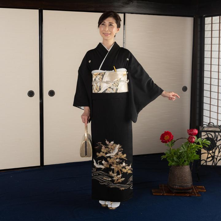 レンタル留袖 フルセット 高級正絹 留袖 レンタル 鶴・松竹梅 TS 