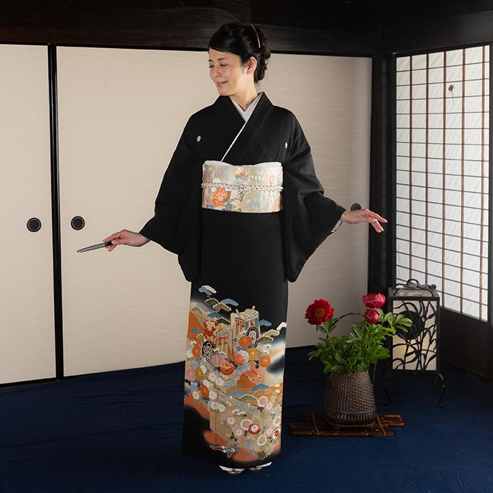 レンタル留袖 フルセット 高級正絹 留袖レンタル 御所車 TS-MA572L
