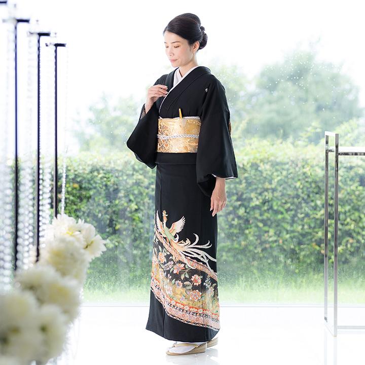 レンタル留袖 フルセット 高級正絹 留袖 レンタル 鳳凰・唐花 TS