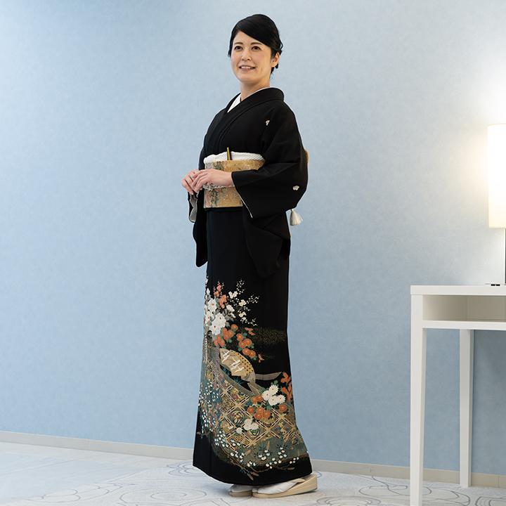 レンタル留袖 フルセット 高級正絹 留袖 レンタル 花車・格天井柄 TS