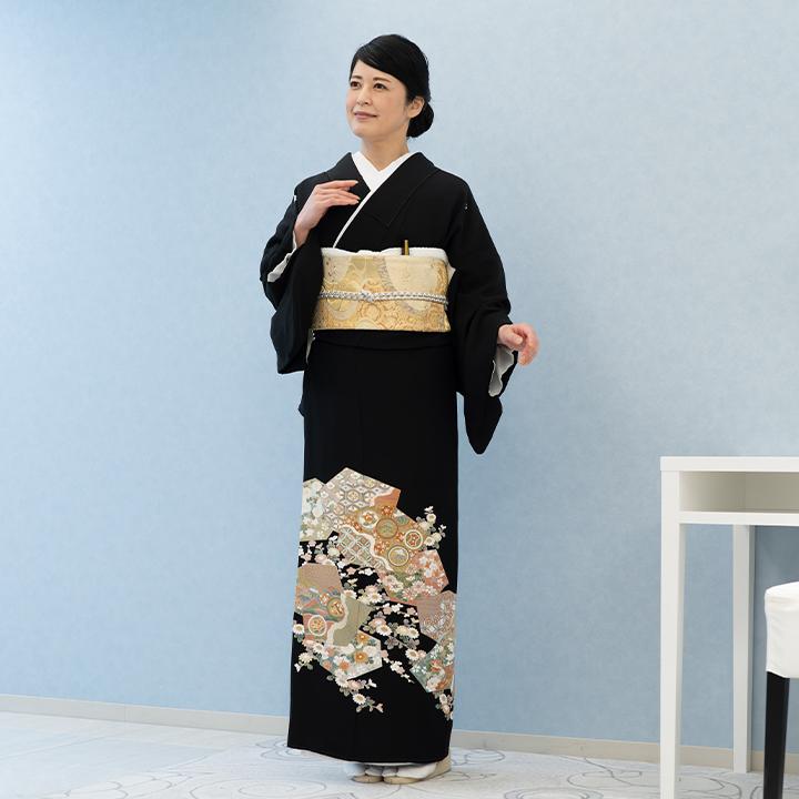 レンタル留袖 フルセット 高級正絹 留袖 レンタル 亀甲文様 TS-MI075