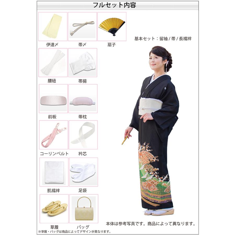 レンタル留袖 フルセット 高級正絹 留袖 孔雀・牡丹・蔓帯文様 TS