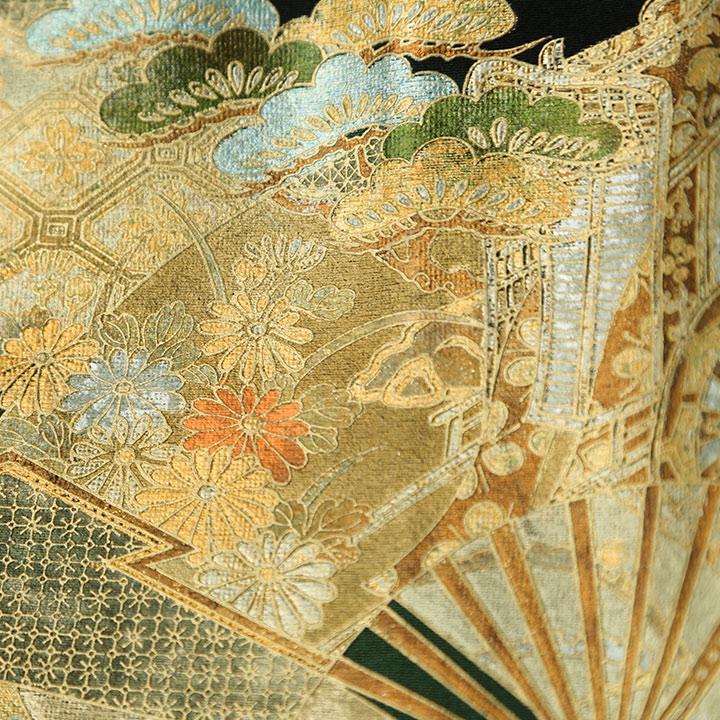 レンタル留袖 フルセット 高級正絹 留袖 レンタル 金彩友禅・扇 TS