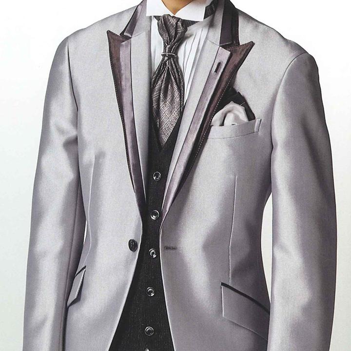 レンタル タキシード10点セット 送料無料 TX-M-20315_10 シルバー 結婚