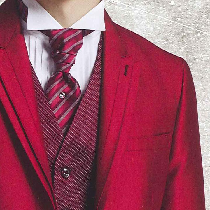 【レッド】タキシード　新郎セット　SUIT SELECT ウェディング Amazon.co.jp: レッドメンズスーツ3ピースサテンウェディング新郎