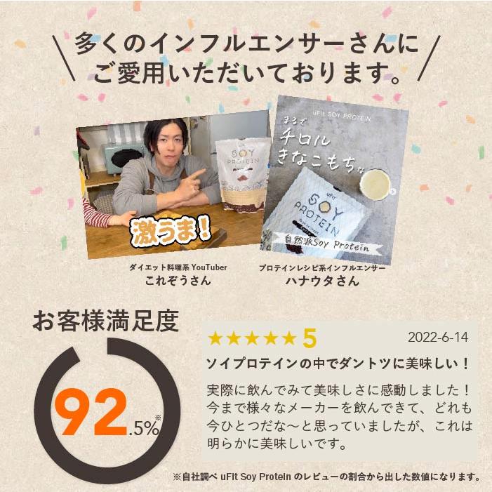 uFit Soy Protein ソイプロテイン 1.5kg 60食 無添加 人工甘味料不使用 ココア 抹茶 黒糖きな粉 カフェオレ ほうじ茶 プレーン 甘さ控えめ 溶けやすい 国内製造の画像