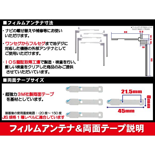 ALPINE アルパイン 用 アンテナフィルム 4枚 両面テープ セット VIE