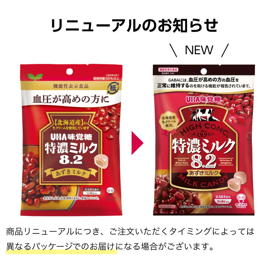 UHA味覚糖 機能性表示食品 特濃ミルク8.2 あずきミルク 8袋 送料無料