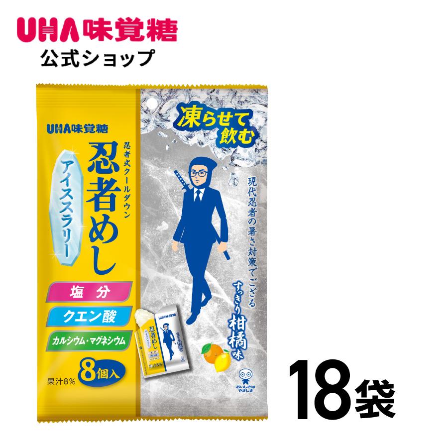 激レア！忍者アイルーでかストラップ　UHA味覚糖キャンペーン当選品　2012年 UHA味覚糖 【公式】忍者めしアイススラリー すっきり柑橘味 18袋セット
