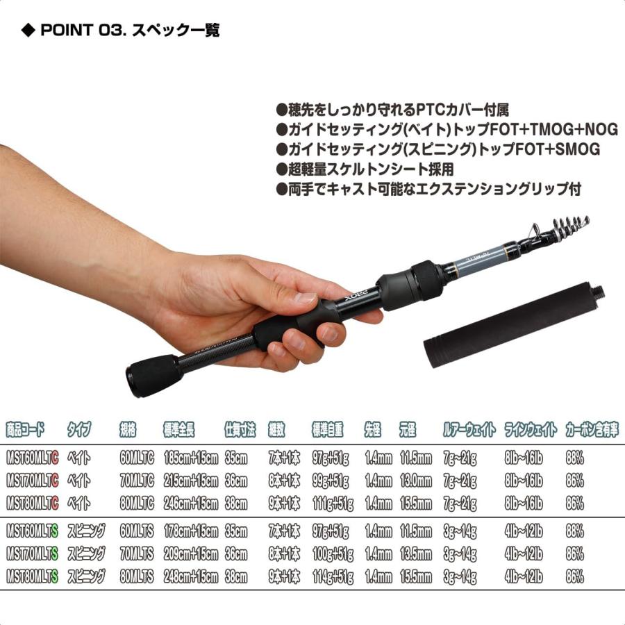プロックス( PROX)マイクロソルトTE MST70MLTS 7.0ft 振出竿 スピニング コンパクトロッド_3