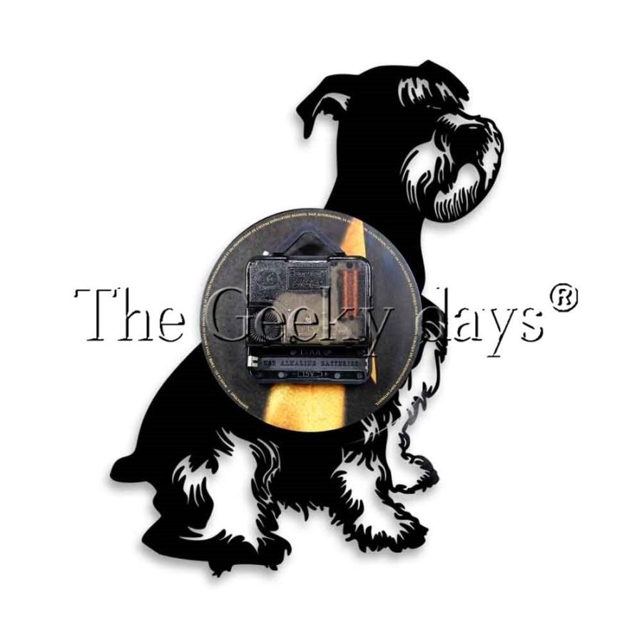 壁掛け時計 おしゃれ シュナウザー 犬 ヴィンテージ ビニール レコード 12インチ 動物 子犬 現代 家 装飾 LED付き｜uitworld｜02