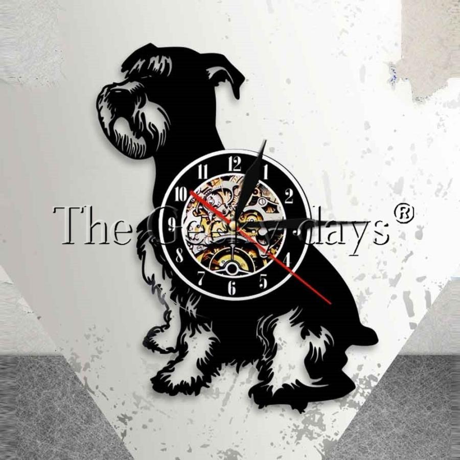 壁掛け時計 おしゃれ シュナウザー 犬 ヴィンテージ ビニール レコード 12インチ 動物 子犬 現代 家 装飾 LED付き｜uitworld｜04