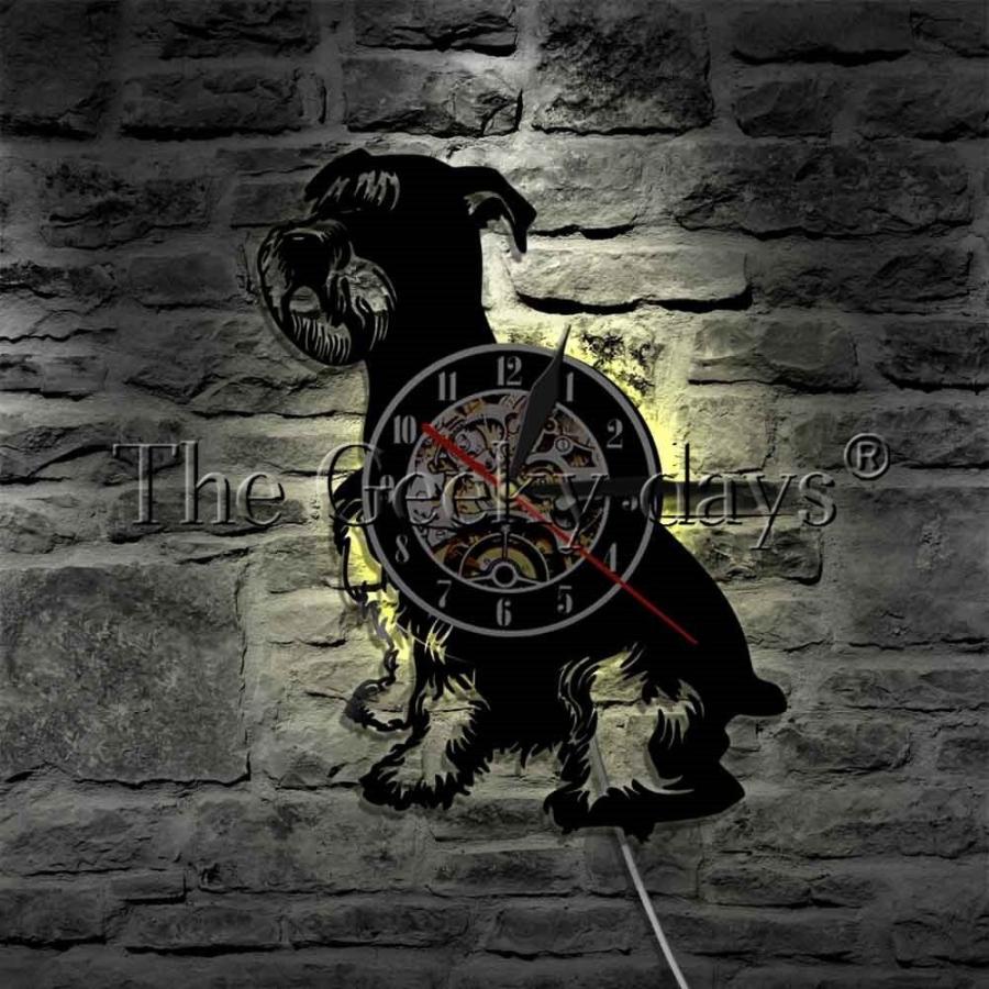 壁掛け時計 おしゃれ シュナウザー 犬 ヴィンテージ ビニール レコード 12インチ 動物 子犬 現代 家 装飾 LED付き｜uitworld｜08