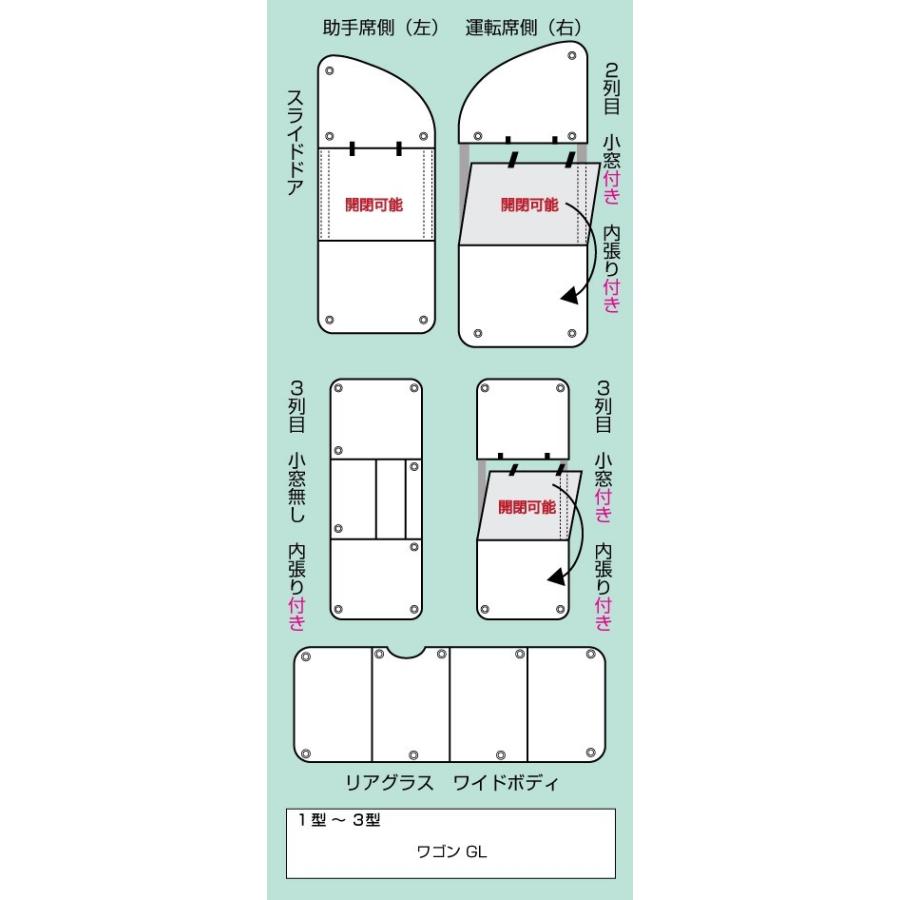 ハイエース  遮光パッド ワイドボディ(GL,S-GL)用・リア5面セット 車中泊に便利!!　1型 〜 現行対応！ 車中泊に必須！【ユーアイビークル】｜uivehicle｜11