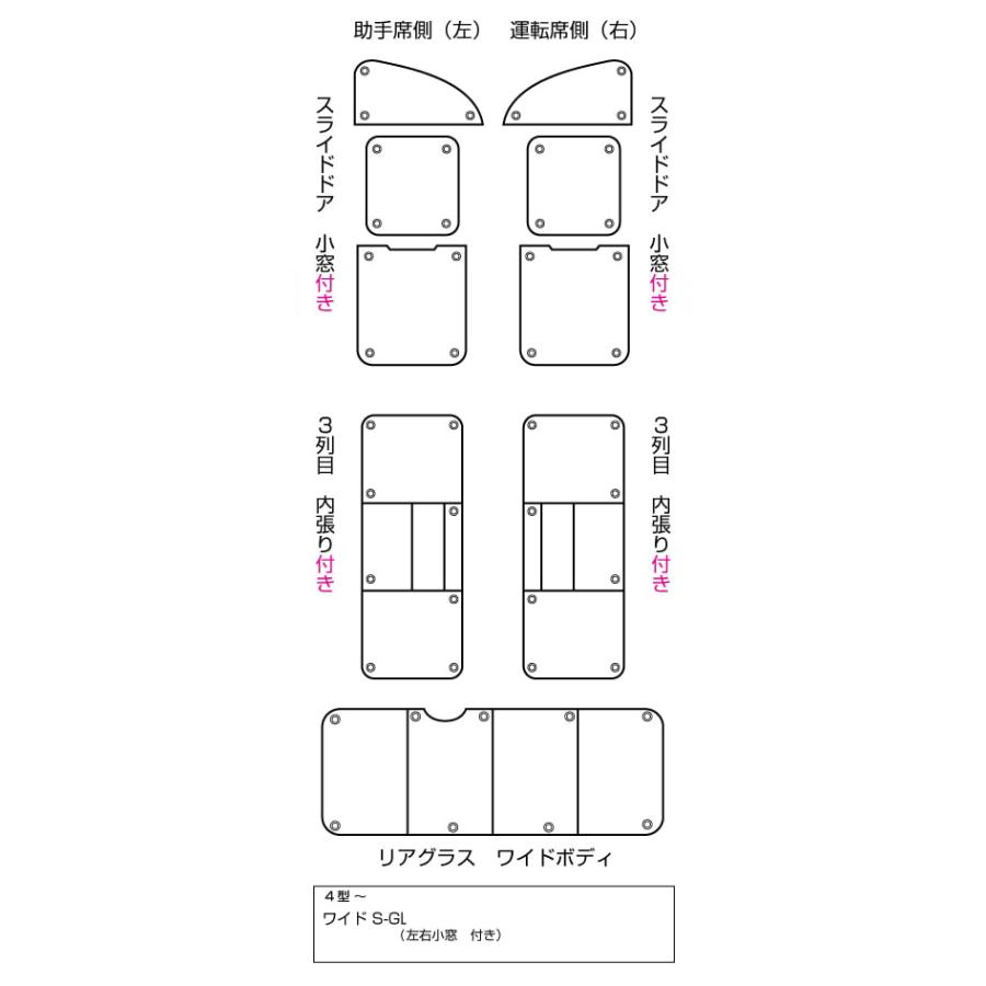 ハイエース  遮光パッド ワイドボディ(GL,S-GL)用・リア5面セット 車中泊に便利!!　1型 〜 現行対応！ 車中泊に必須！【ユーアイビークル】｜uivehicle｜07