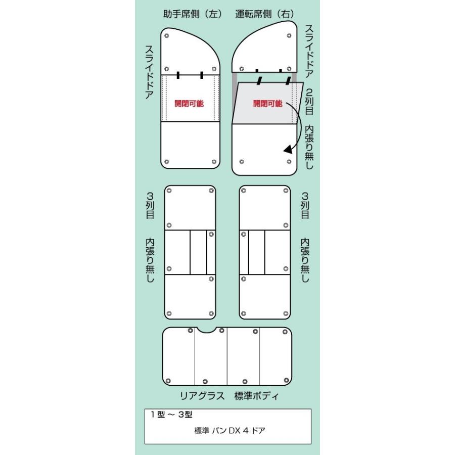 ハイエース 遮光パッド 標準ボディ(DX,S-GL)用・リア5面セット ハイエース 遮光パッド 標準ボディ(DX,S-GL)用・リア5面セット