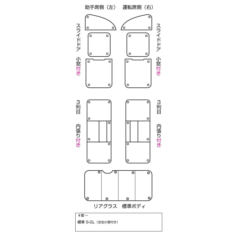 ハイエース  遮光パッド 標準ボディ(DX,S-GL)用・リア5面セット 車中泊に!!　1型 〜 現行対応！ 車中泊に必須１【ユーアイビークル】｜uivehicle｜07