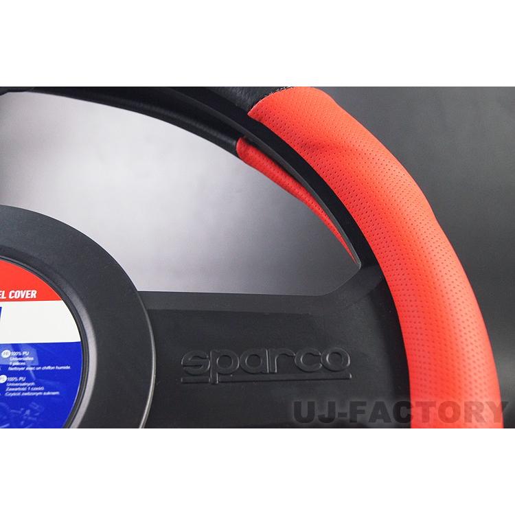 SPARCO/スパルコ レザータイプ レッド ステアリングカバー（Sサイズ