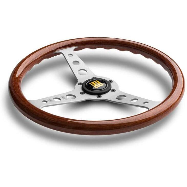 INDY HERITAGE WOOD 350 ステアリングホイール MOMO Indy Heritage Steering Wheel - Mahogany Wood Black Spokes 350mm