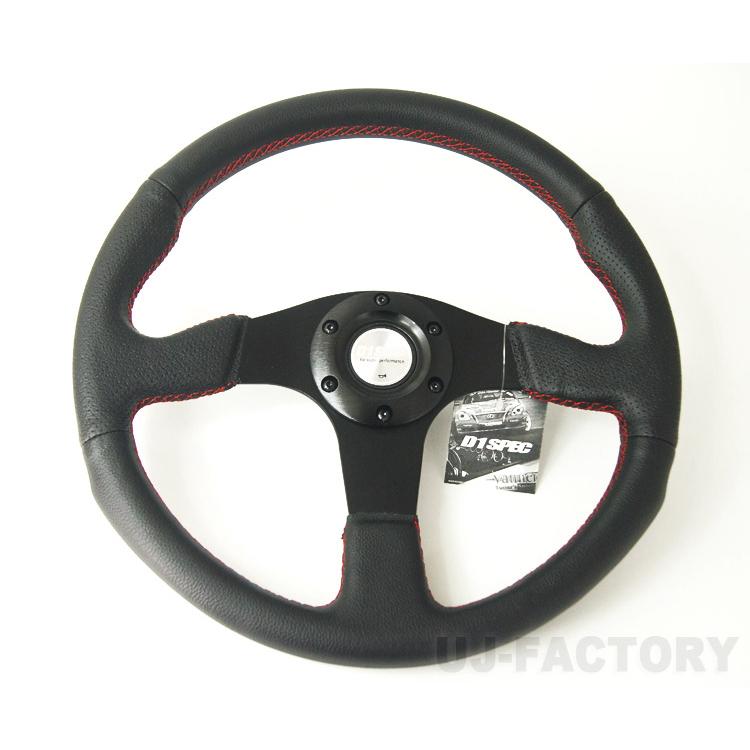 D1 SPEC ステアリング FLAT-R 33φレザー 《レッドステッチ》 DSC