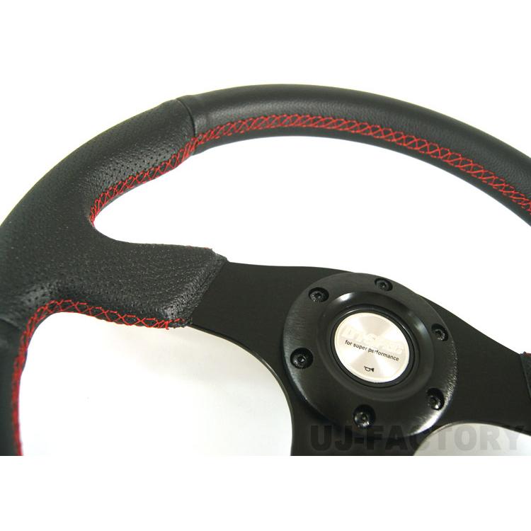 D1 SPEC ステアリング FLAT-R 33φレザー 《レッドステッチ》 DSC