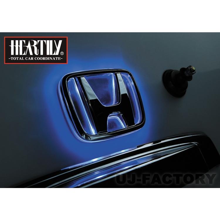 HEARTILY LEDシャイニングエンブレム HONDA ホンダ (H-01) 69mm × 57mm スモール時：ブルー⇔ブレーキ時：レッド
