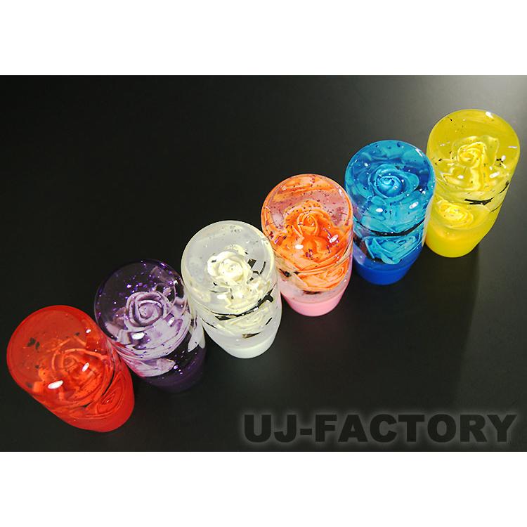 なつ　 水中花 ラメ入り バラ/薔薇 ホワイト ショートシフトノブ 95mm 変換