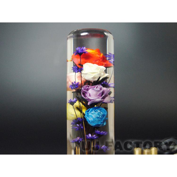 LED照明付き 水中花シフトノブ 150mm 変換アダプター付 クリスタル