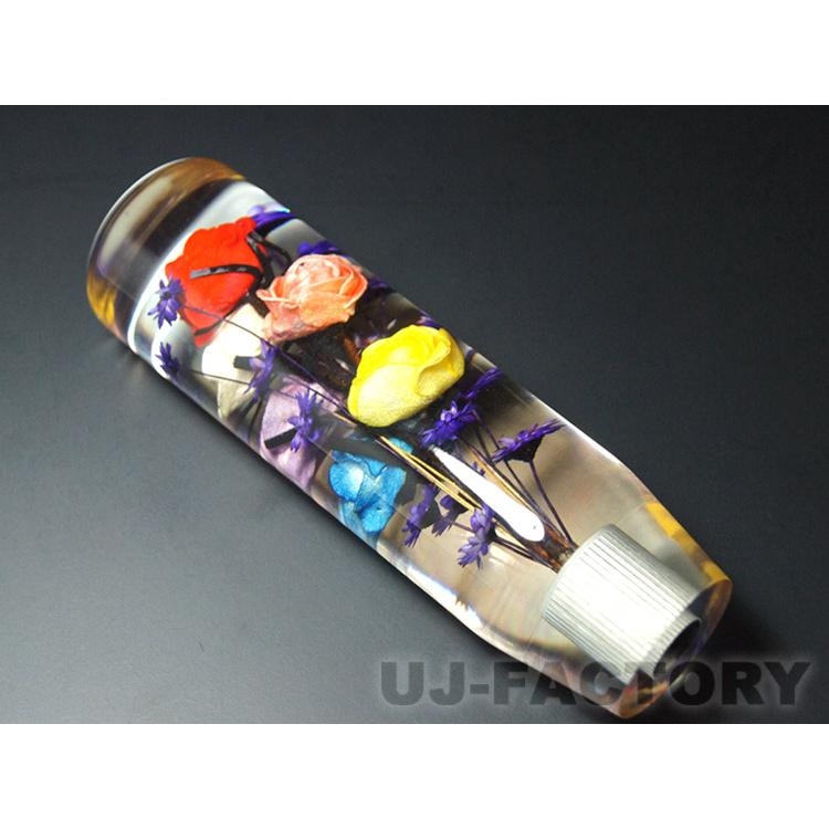 LED照明付き 水中花シフトノブ 150mm 変換アダプター付 クリスタル