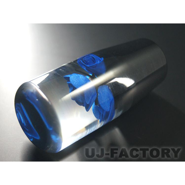 水中花 バラ/薔薇 ブルー ショートシフトノブ 98mm 変換アダプター付