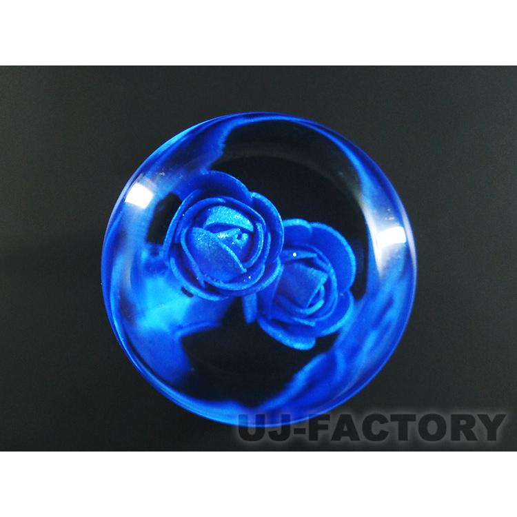 水中花 バラ/薔薇 ブルー ショートシフトノブ 98mm 変換アダプター付
