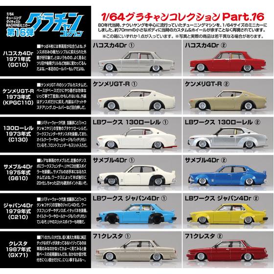 グラチャン 即納 最新版 アオシマ 1/64スケール 全12台入 ダイキャスト