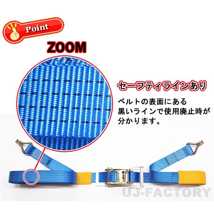日本製 ラッシングベルト ラチェットバックル式 両端ナローフック