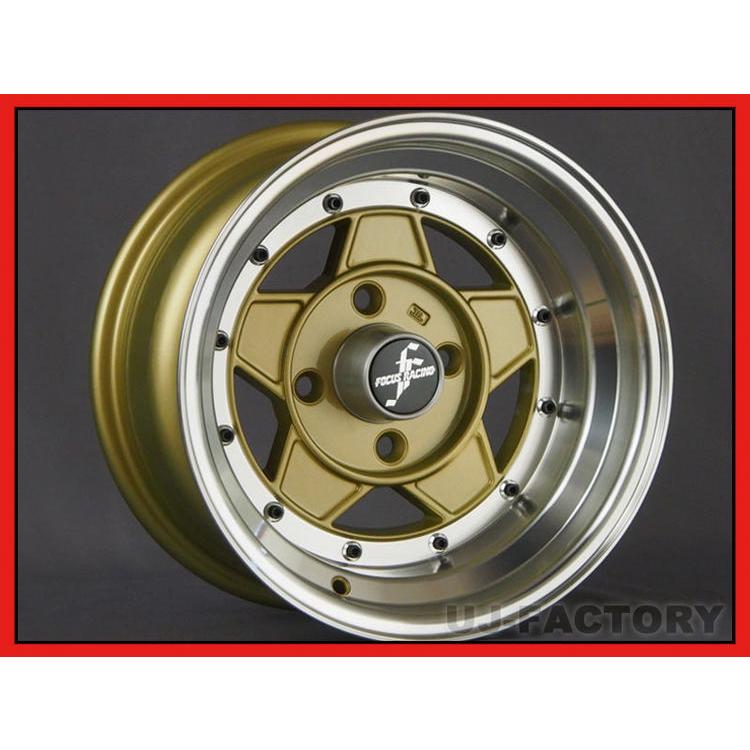 限定版 フォーカスレーシング FIVE 14インチ ホイール / 8.0J / SET -13 / P.C.D-HOLE 114.3-4H ゴールド ×2本セット