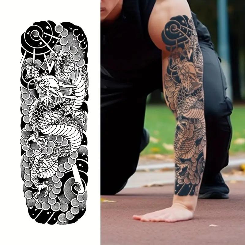 タトゥーシール 龍 ドラゴン 刺青シール 和柄 フェイクタトゥー 約