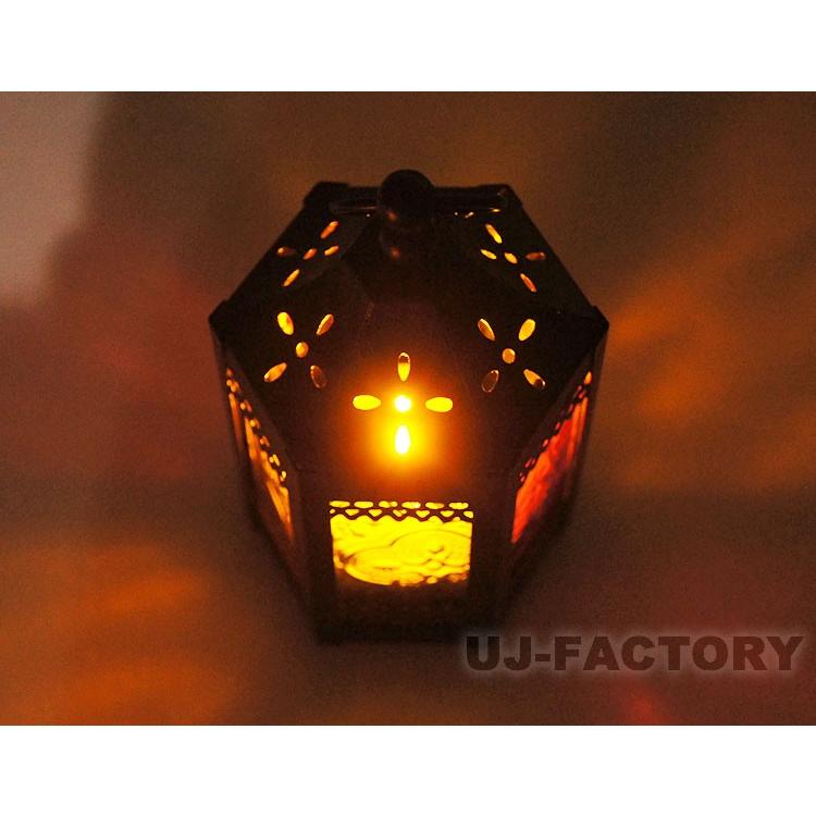 スタンド型 LEDキャンドルランタン♪ ロウソク風キャンドル付き 小型で