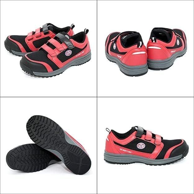 GROOVY メッシュ レッド 安全靴 STP/メッシュ ワークシューズ MESH WORK SHOES ベルクロタイプ/レッド