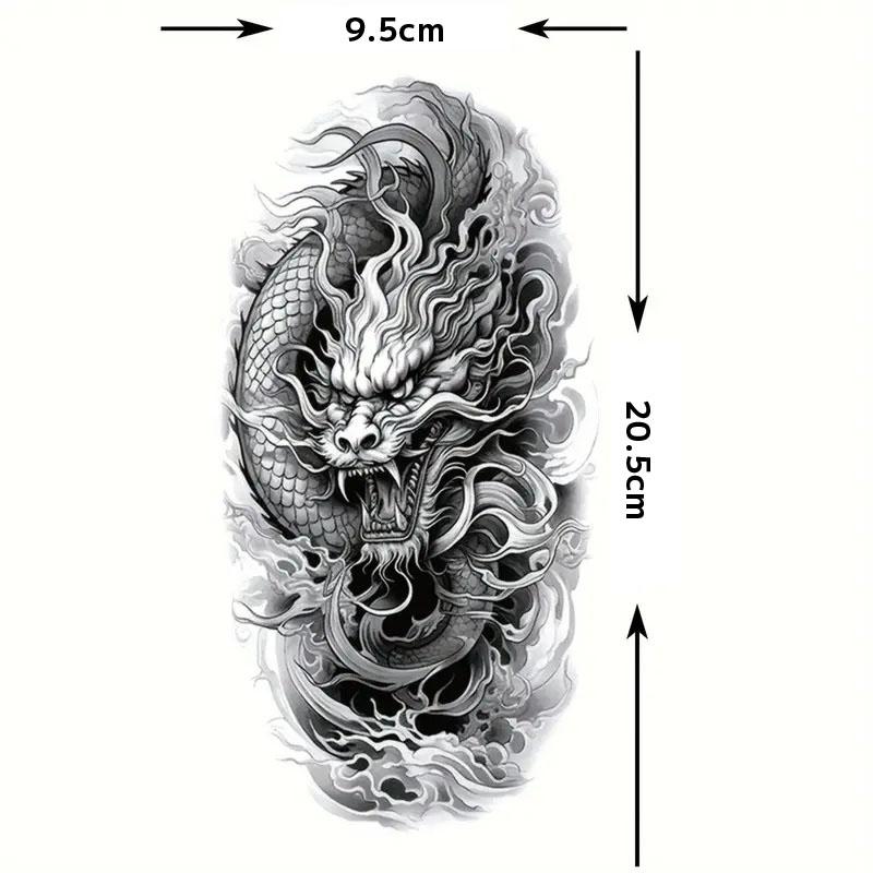 リアルなタトゥーシール 龍 ドラゴン フェイクタトゥー 9.5cm×20.5cm